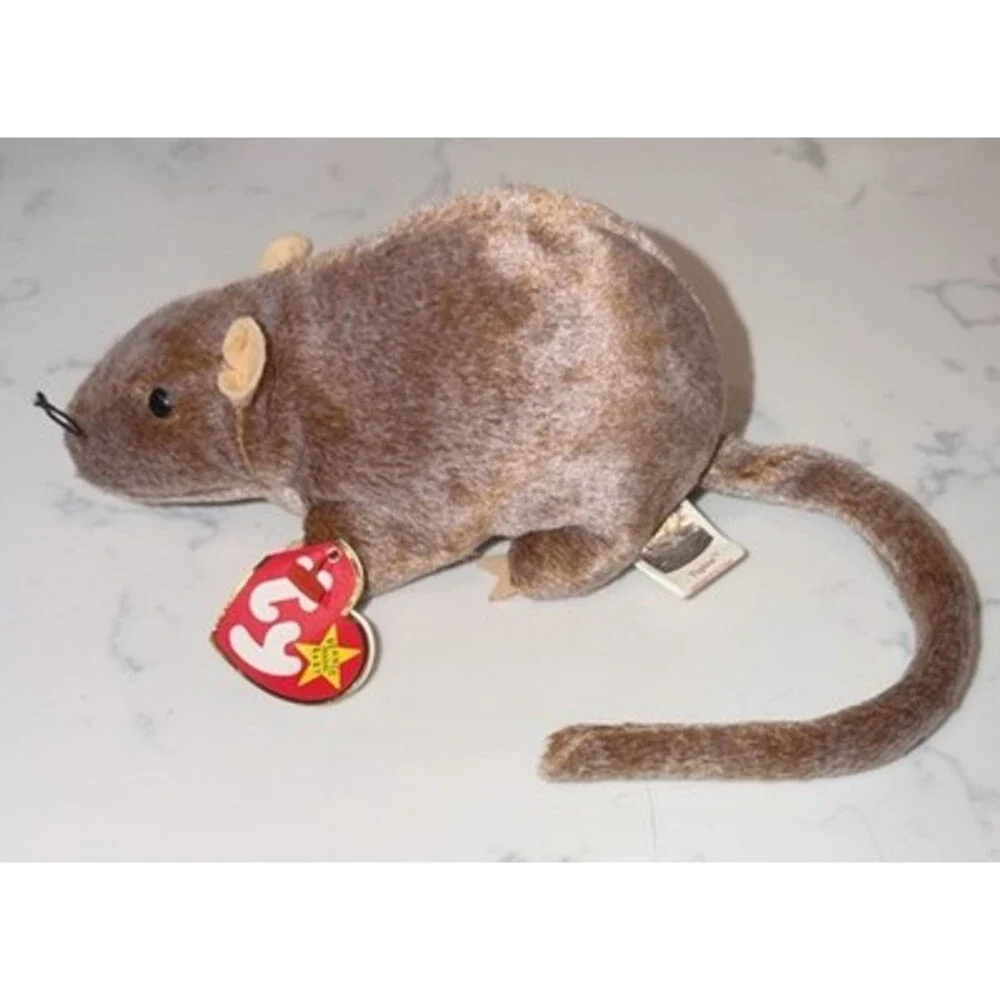 TY TIPTOE MOUSE BEANIE BABY Mint Rat Brown 1999 🐀 🔥 Display Case Included 🔥🔥
